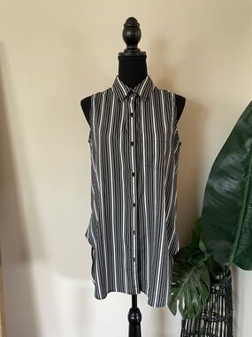 Calvin Klein Black and White Striped Top